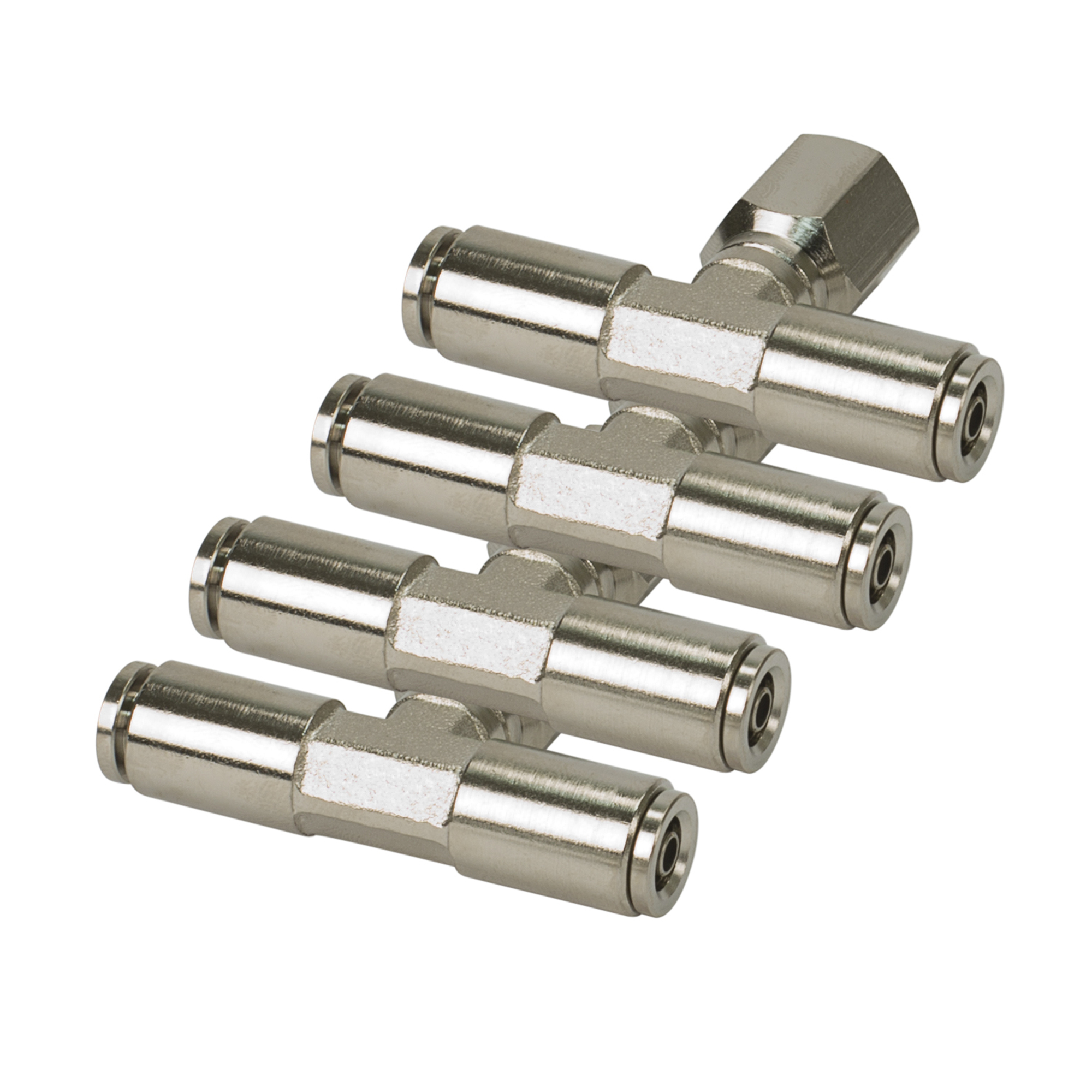 Viair Swivel T PTC Fitting - 1/8in. NPT, Nickel-Plated Brass, 200 PSI, Model# 11428
